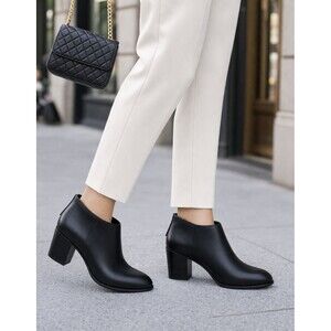 Eileen Fisher Women Leather Ankle Boots Size 9 Black Zip Dress Work Shoes